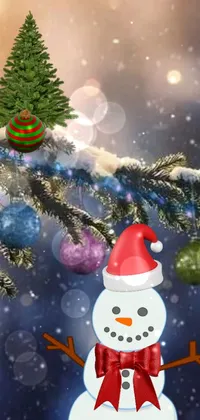 Christmas Tree Christmas Ornament Snowman Live Wallpaper