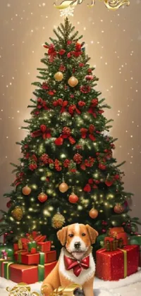Christmas Tree Dog Christmas Ornament Live Wallpaper
