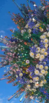 Christmas Tree Flower Sky Live Wallpaper