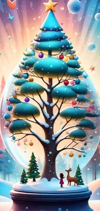 Christmas Tree Photograph Blue Live Wallpaper