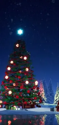 Christmas Tree Sky Christmas Ornament Live Wallpaper