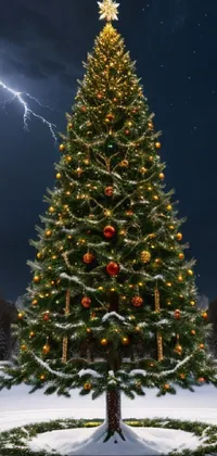 Christmas Tree Sky Lightning Live Wallpaper