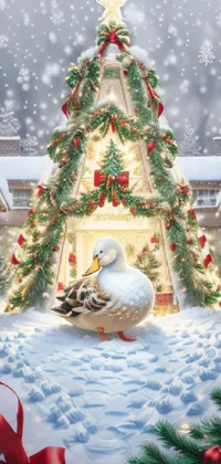 Christmas Tree Snow Christmas Ornament Live Wallpaper