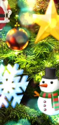 Christmas Tree Snowman Christmas Ornament Live Wallpaper