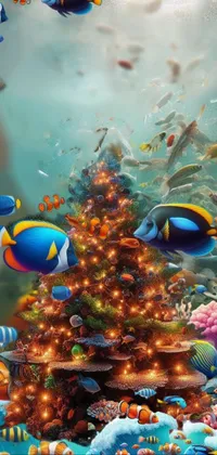 Christmas Tree Vertebrate Blue Live Wallpaper