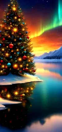 Christmas Tree Water Sky Live Wallpaper
