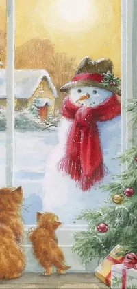Christmas Tree Window Textile Live Wallpaper