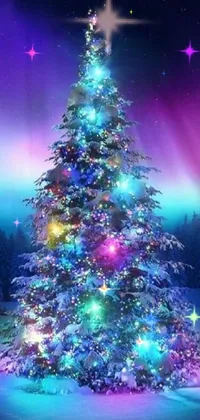 Christmas Tree World Purple Live Wallpaper