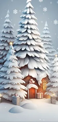 Christmas Tree World White Live Wallpaper