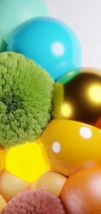 Looking for a stunning live wallpaper for your phone? Check out our latest design featuring vibrant colored balls in bright green and yellow tones
