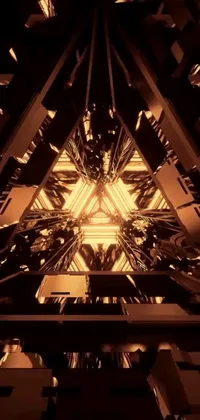 This phone live wallpaper boasts a stunning digital art image of a building's interior inspired by intricate triangular designs