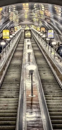 Add depth and dimension to your smartphone screen with this stunning live wallpaper of two hyperrealistic escalators side-by-side