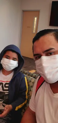 This live wallpaper showcases people wearing face masks in different scenarios