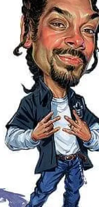 This live wallpaper features a quirky caricature with a beard and sunglasses, dressed in a baggy sweatshirt, dancing to a funky hip-hop beat against a colorful and dynamic street scene