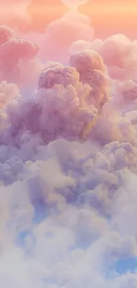 Experience the beauty of a plane flying through romantic fluffy anime clouds with this stunning live wallpaper
