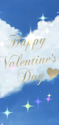 Looking for a dreamy live wallpaper for your phone? Check out our heart shaped cloud wallpaper with "Happy Valentine's Day" written in romantic gold letters