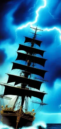 Looking for a stunning live wallpaper for your phone? Check out this awe-inspiring image of a ship caught in the middle of a storm