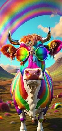 Rainbow Cow Live Wallpaper