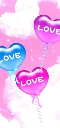 Get ready to enhance your phone's screen with the Heart Balloons Live Wallpaper! This lively design features delightful heart-shaped balloons floating amidst a bright blue sky