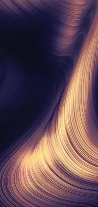 This stunning phone live wallpaper features a mesmerizing wave pattern in shades of purple and gold against a black backdrop