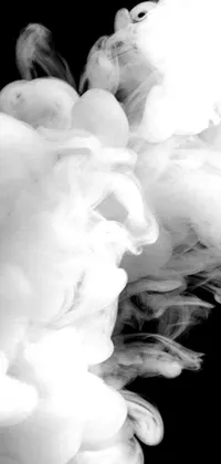 This phone live wallpaper boasts a mesmerizing black and white photo of a smoky cloud, infused with an eye-catching vaporware aesthetic