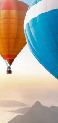Experience the adventure of flying hot air balloons with this stunning digital rendering live wallpaper for your phone