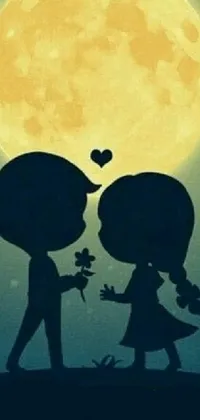Experience the ultimate romantic scene with this high-quality cartoon image phone live wallpaper