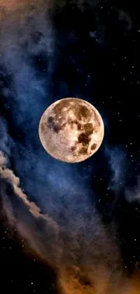 This phone live wallpaper presents an image of a full moon in the night sky