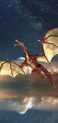 Looking for a stunning live wallpaper for your phone? Look no further than this dynamic image of a red dragon in flight! With intricate scale patterns and powerful wings, this dragon is sure to leave a powerful impression on any beholder