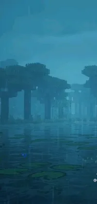 Looking for a live wallpaper that will transport you to a serene and peaceful place? Look no further than this stunning scene of a large body of water with a bridge in the background on a rainy day in Minecraft