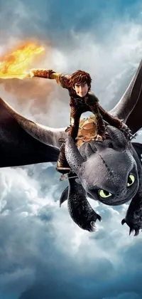 This live wallpaper features an iconic film character riding on the back of a toothless dragon, soaring through the sky! Enjoy the detailed graphics from Dreamworks and Marvel in this amazing live wallpaper