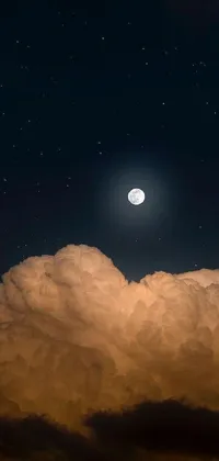 Transform your cellphone into a stunning visual retreat with this dreamy live wallpaper featuring a cloud and a full moon on a star-lit sky