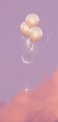 This beautiful live wallpaper showcases a bunch of balloons floating in the sky, rendered in stunning digital art