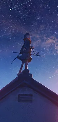 This live wallpaper for phones showcases a stunning concept art of a rooftop scene