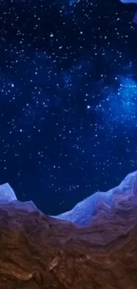 This phone live wallpaper showcases a breathtaking view of a gorgeously illuminated night sky inside a cave
