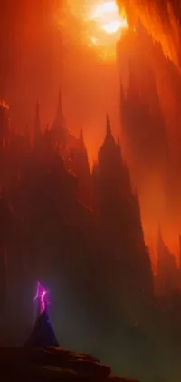 This live phone wallpaper showcases a captivating fantasy world with an epic castle and dragons flying in the background