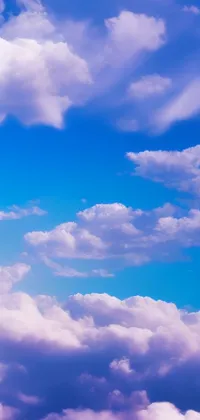 This phone live wallpaper features a plane soaring through picturesque, cloudy skies, against a blue and purple anime-inspired background