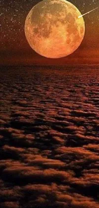 This captivating live wallpaper features a breathtaking full moon in a dark sky above a sea of white clouds