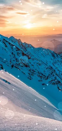 Transform your phone with this stunning live wallpaper depicting a beautiful snow covered mountain scene