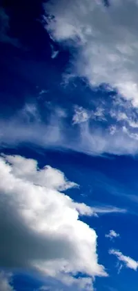 Get ready to take your phone's aesthetic to new heights with this stunning live wallpaper! The image features a plane gliding through a mesmerizing cloudy blue sky, with exquisite ceremonial clouds adding to its ethereal beauty