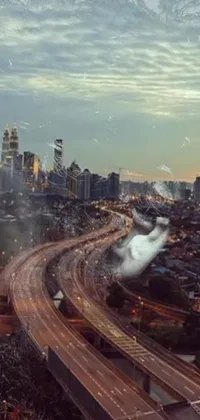 This live wallpaper showcases a stunning close-up of a face against a city backdrop