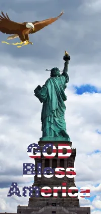 Looking for a phone live wallpaper that showcases the iconic Statue of Liberty and an eagle flying over it? Look no further than this high-resolution wallpaper edited in Photoshop