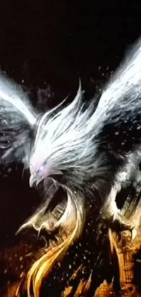 This phone live wallpaper showcases a majestic white eagle in flight, inspired by fantasy art trends on Pixiv