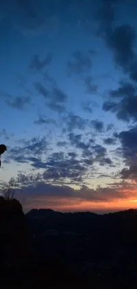 This phone live wallpaper features a captivating image captured in 2020 of a lone soldier standing atop a mountain at sunset
