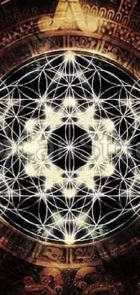 This live wallpaper showcases the beauty of the flower of life on a black background