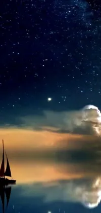 This stunning live wallpaper brings the tranquility of night sailing to your mobile device