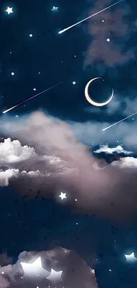 Experience the serene beauty of a starry night sky on your phone with this mesmerizing live wallpaper