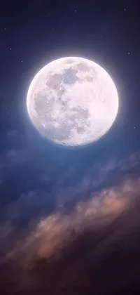 This phone live wallpaper depicts a stunning depiction of the moon in the night sky