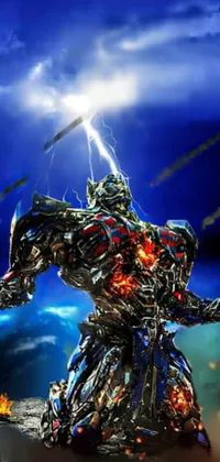 This magnificent phone live wallpaper depicts a close-up of a robot from the popular Transformers franchise