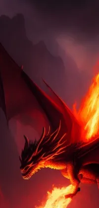 This dynamic phone live wallpaper will bring your screen to life with a breathtaking fantasy scene of a fire-breathing dragon
